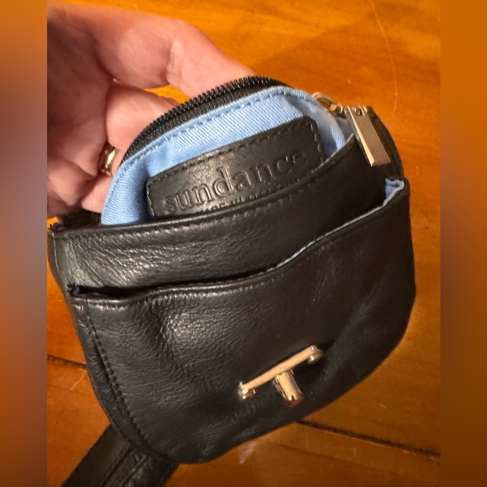 Sundance Black Leather Crossbody Bag with Silver Hardware - Picture 5 of 11